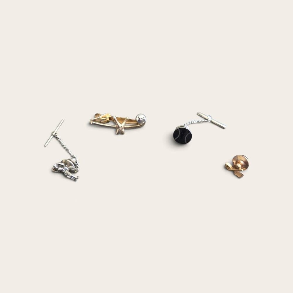 Vintage Mens Sports Tie Tack Lot of 4 Golf Baseball Hockey Bowling Tie Pins